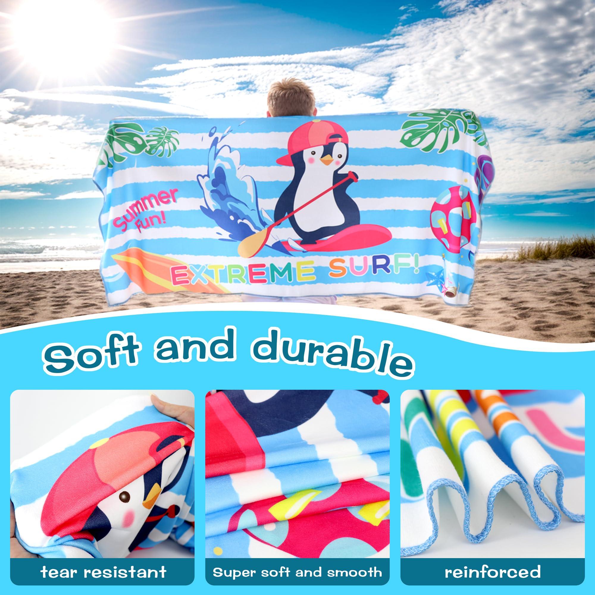 DBPBToU Microfibre Beach Towel 150x70cm, Beach Towels for Kids Girls Boys, Lightweight Beach Towel For Travel, Swimming, Camping, Holiday (Paddleboard Penguin) 3