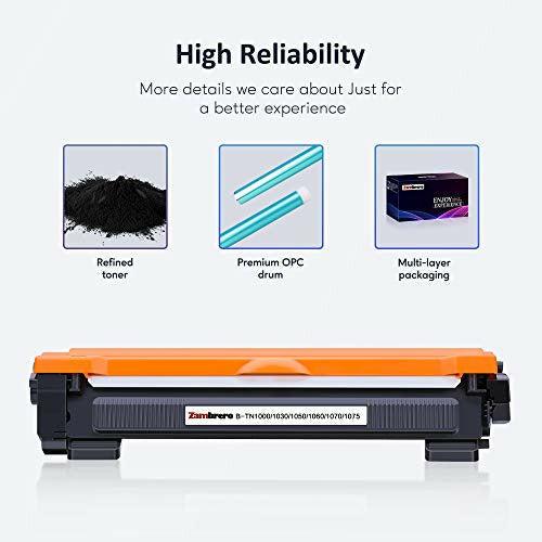 Zambrero TN1050 Black Toner Cartridge Replacement for Brother TN1050 TN-1050 use for Brother HL-1112 HL-1110 HL-1210W HL-1212W DCP-1610W DCP-1512 DCP-1612W DCP-1510 MFC-1910W MFC-1810 (2 Black) 4
