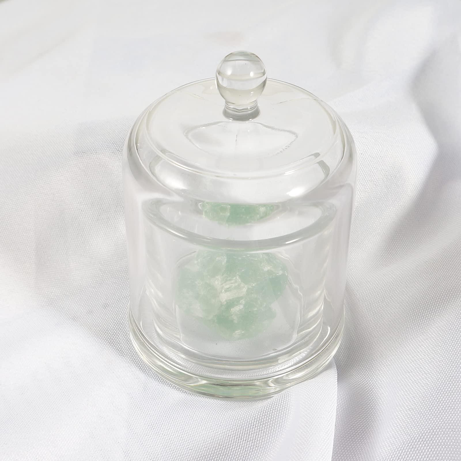 Soulnioi Natural Crystal Green Fluorite Crystal Diffuser Stone for Decoration(1pc), 1pc Tea Tree Essential Oil Diffuser and 1pc Bell Jar Glass Display Dome Jar Cover for Candle 3