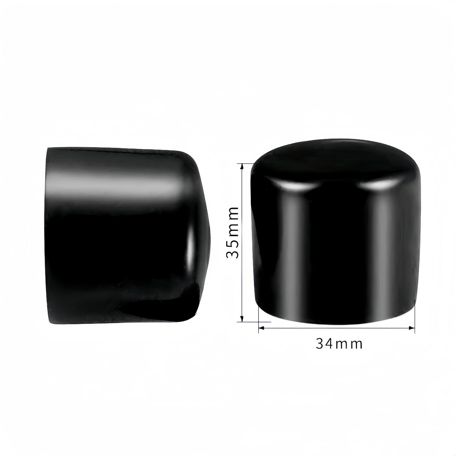 Boxonly Screw Thread Protectors PVC Rubber Round Tube Bolt Cap Plastic End Cap Cover Inner Dia.34mm Black 50Pcs 3