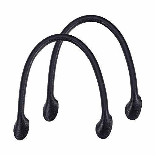 PandaHall Elite 1 Pair 40cm(16 Inch) Leather Purse Handles Handbags Shoulder Bag Strap Replacement with Alloy Clasps for Purses Making Supplies Black 0