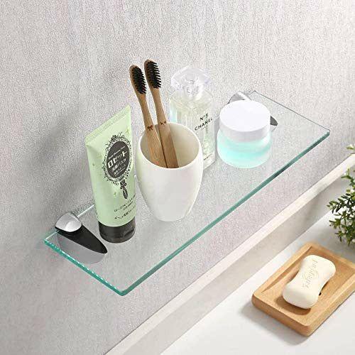 Brand - Umi Bathroom Shelves Glass Shelf Shower Organiser Extra Thick Tempered Glass Zinc Alloy Wall Mounted 35CM Polished Finish, BGS3200S35 3