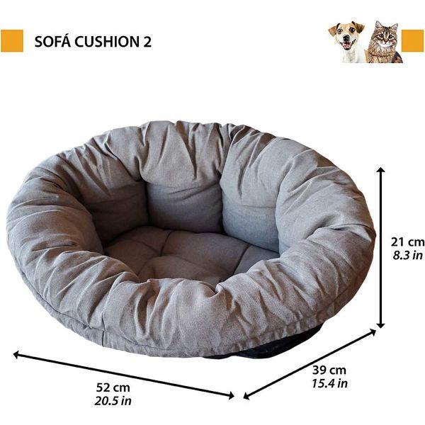 Ferplast Dog Cushion and cat bed SOFA' Cushion 2 Padded spare cover for pet bed, Soft cotton washable, Adjustable with elastic cord, 52 x 39 x h 21 cm Grey 2