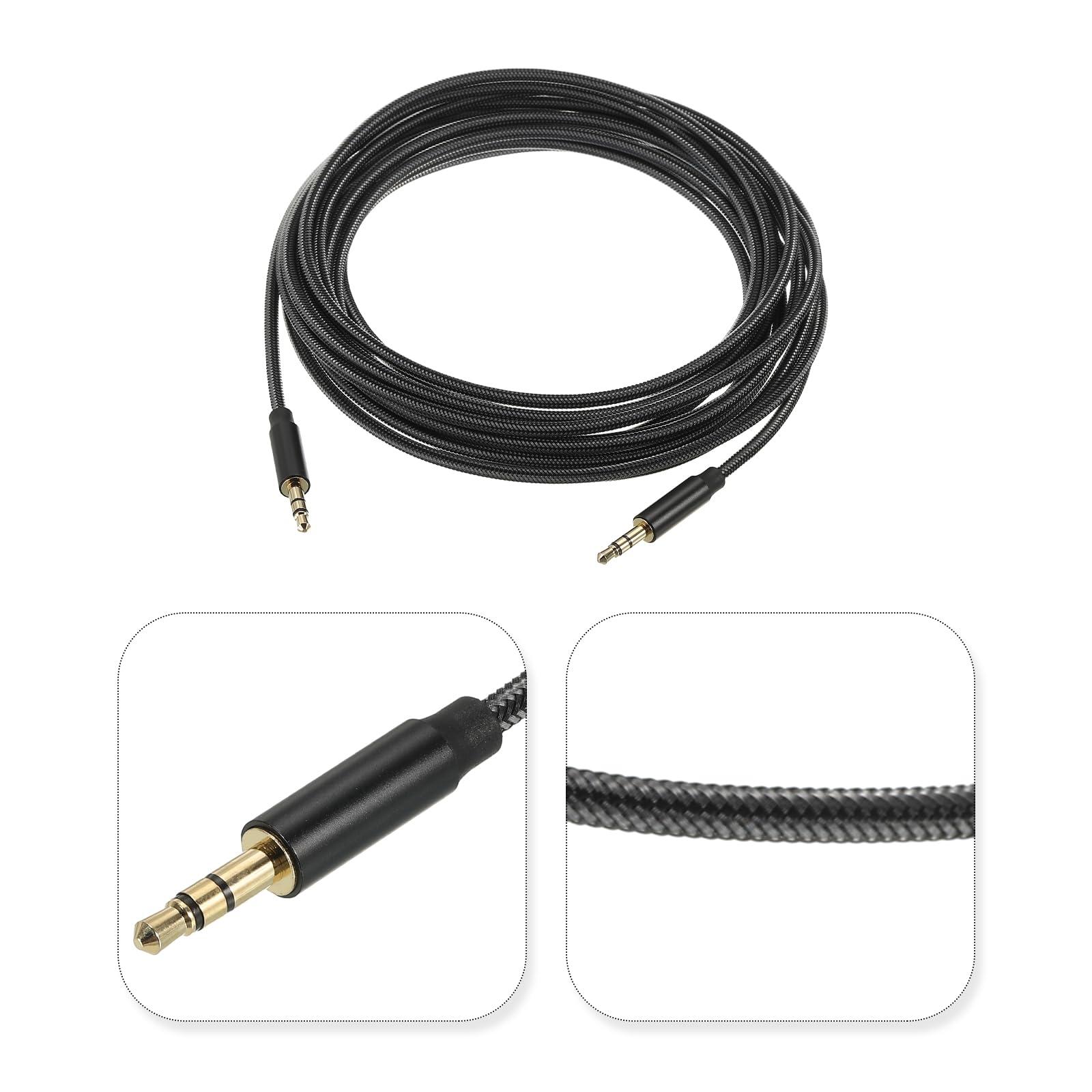 sourcing map 3.5mm Aux Cable Male to Male Auxiliary Audio Cable HiFi Headphone Cord 16ft Nylon Braided for Phone Headphone Speaker Stereo, Black 1