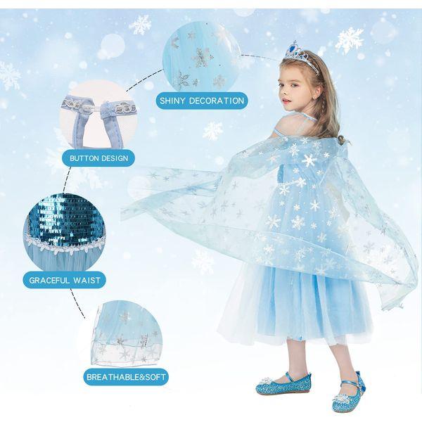 Foierp Elsa Dress for kids Princess Costume with Accessories Set Fancy Dress Up clothes for Girls Frozen Dress for Halloween Cosplay Party 1