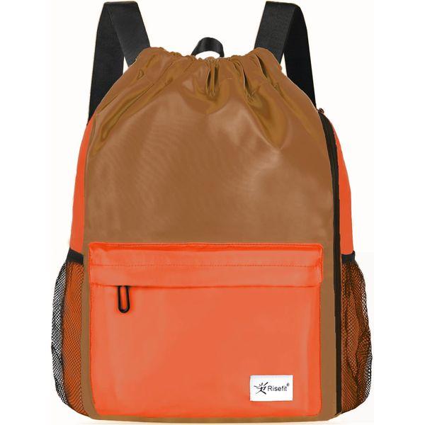 Risefit Waterproof Drawstring Bags, Swim Bags PE Gym Bags Sports Backpacks for Adults, Kids - Rucksack for Men Women 0