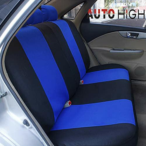 AUTO HIGH 11 Pieces Car Seat Covers Full Set - Breathable Mesh Cloth Automotive Front and Back Seat Protect Covers - Fits Most Car Truck Van SUV (blue & black) 3