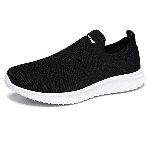 Womens Trainers Lightweight Walking Sneakers Road Running Shoes Breathable Casual Tennis Sports Shoes(B.Black White, 8UK=42EU) 0