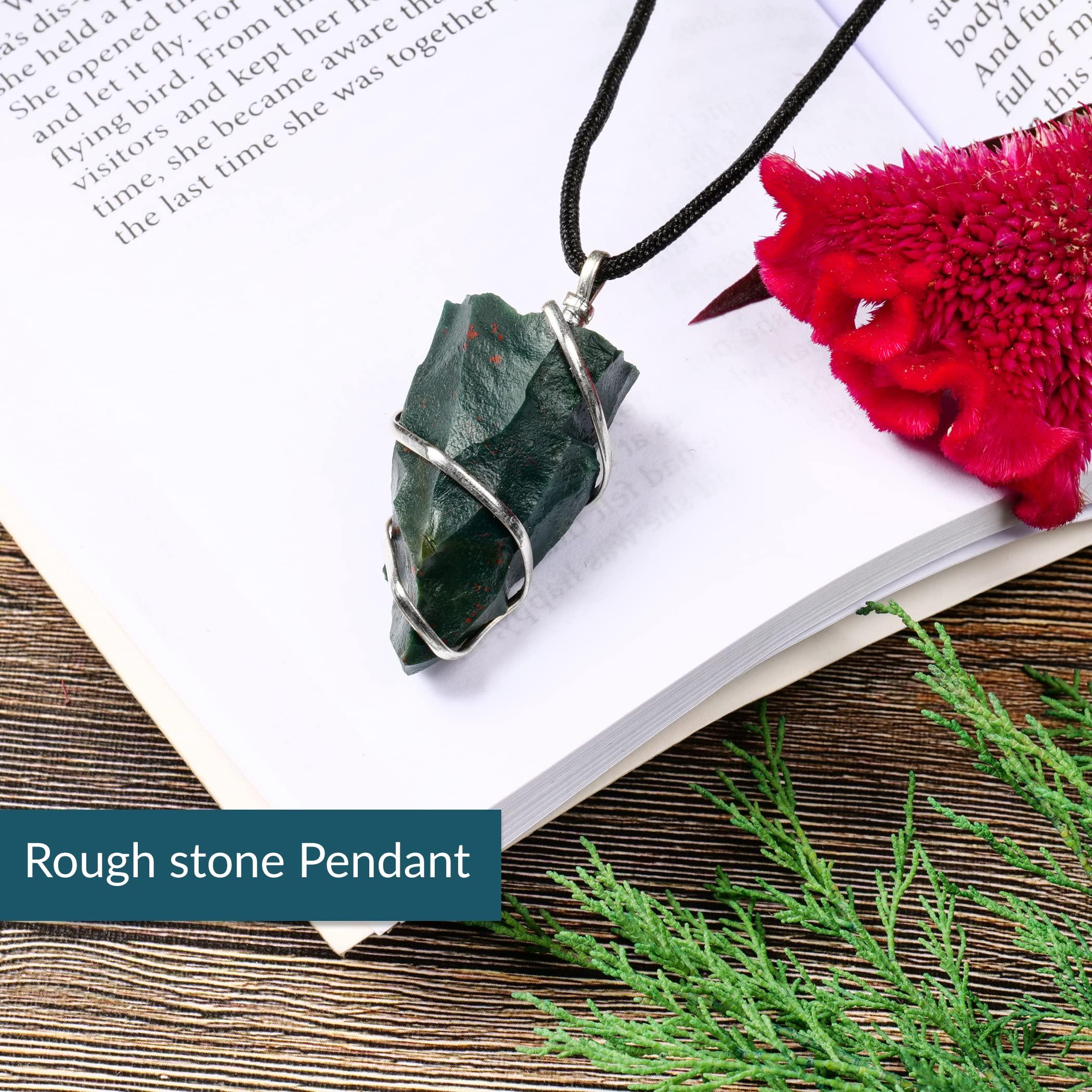 PYOR Blood Stone Raw Crystal Healing Stones Pendant Necklace Energy Generator Cool Locket Chakra Balancing Cleansing Reiki Gemstones Jewelry Spiritual Rocks Crystals Necklaces Pendants, 17.50 1