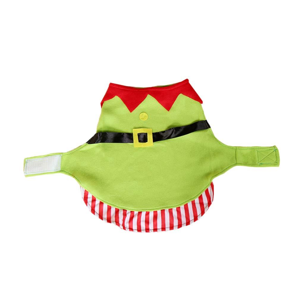 2Pcs Dog Elf Costume with Hat Santa 2020 Xmas Outfit for Puppy Kitten Small Cats Dogs Pets 2