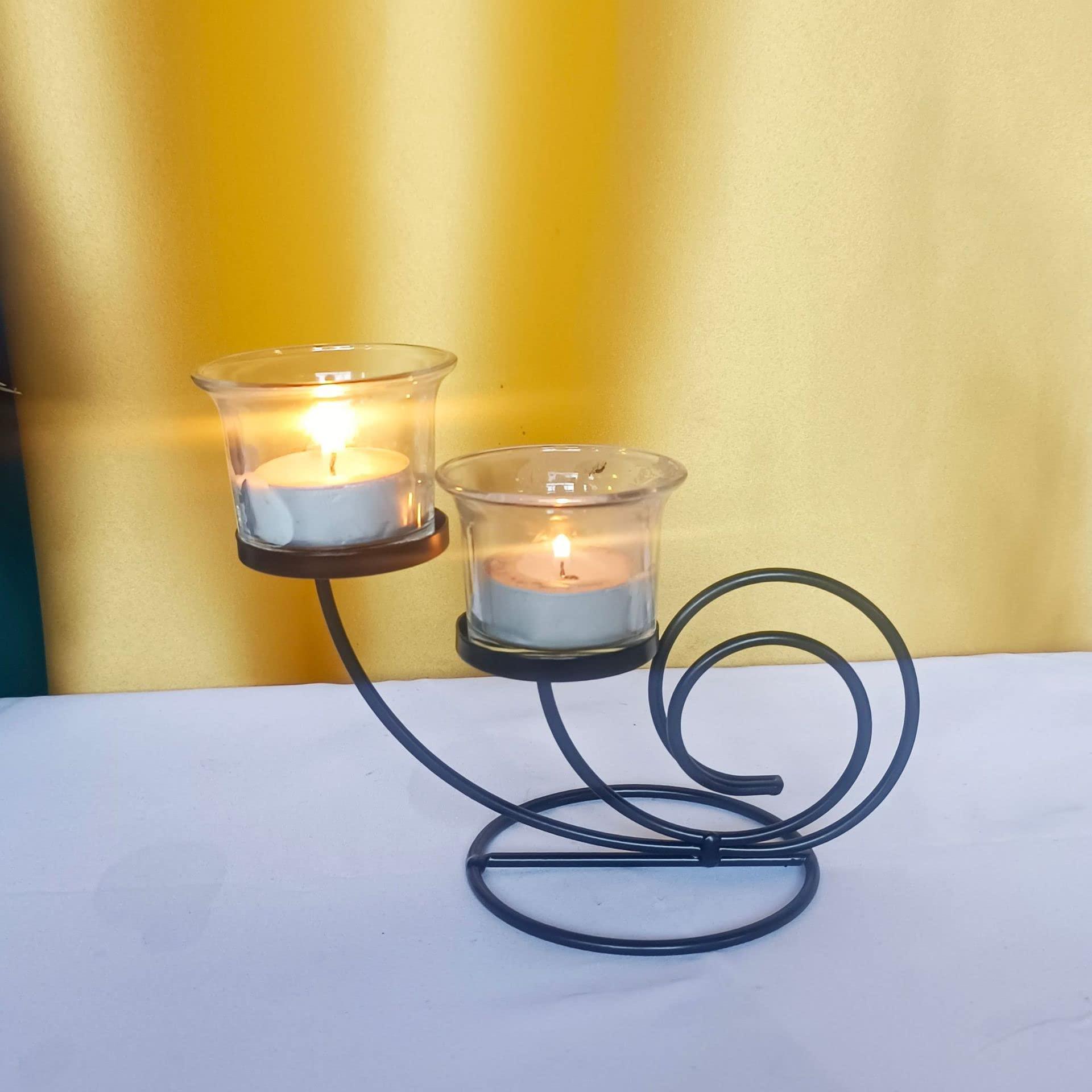 Hosoncovy Metal Tealight Candle Holder Candle Stand Decorative Wave Tealight Candle Holder Tea Light Candle Tray for Home/Garden/Wedding (Black) 3