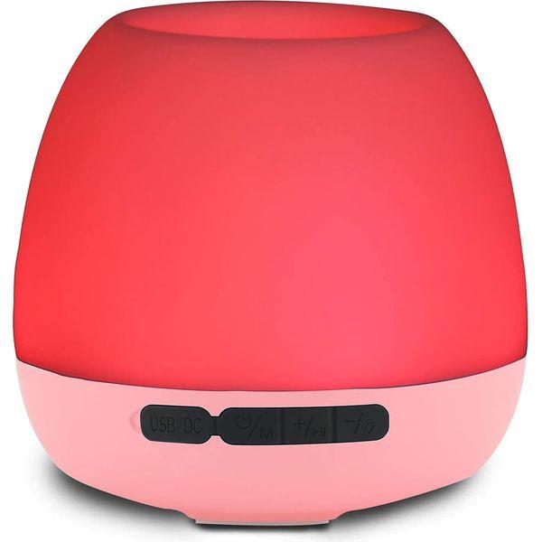 Diwangs 4 in 1 Portable Led Night Light, Wireless Bluetooth Speaker, Warm White and 7 Color Rainbow Double Light Mode, USB Rechargeable Lighting Bedside Lamp Reading Light -Pink