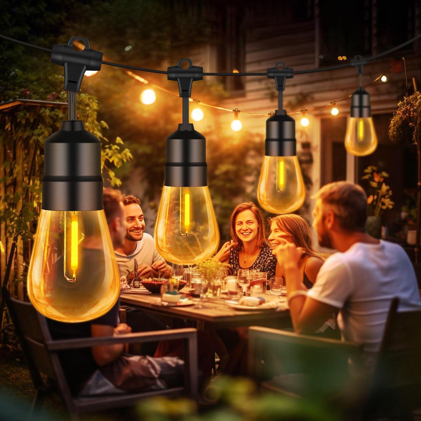 DHWDS Festoon Outdoor Garden String Lights - 18M/59FT S14 15+2 LED Outdoor Lights Mains Powered IP44 Waterproof Shatterproof Bulbs Garden Light for Outside Gazebo, Pergola, Patio, Camping