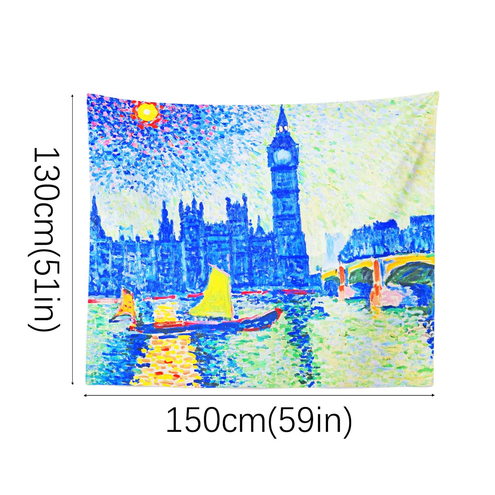 Berkin Arts Decor Tapestry for Wall Hanging Premium Polyester Fabric Backdrop Post-impressionism Impressionism Expressionism 51.2 x 59.1 Inch (Big Ben by Andre Derain) 6