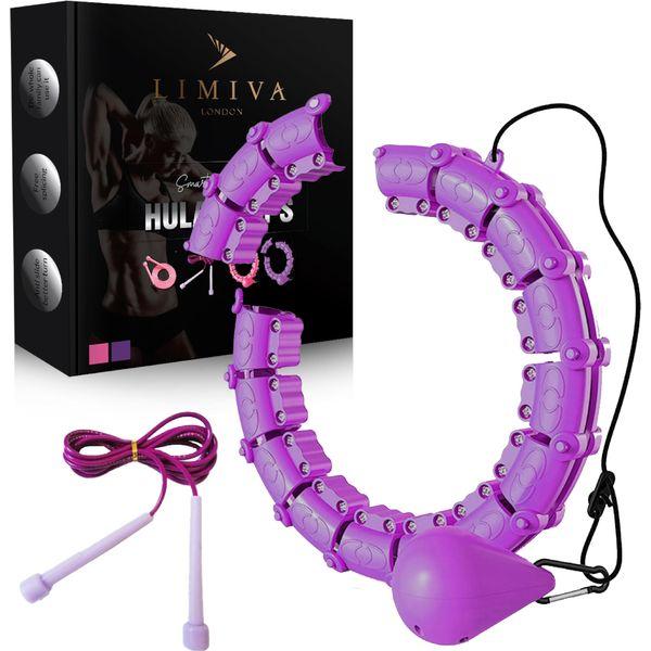 LIMIVA Smart Weighted Hula Hoop 28 Detachable Knots With Skipping Rope For Adults, Smart Weighted Hula Hoop With 360 Auto-Spinning Ball For Children and Adults Fitness (Purple) 0
