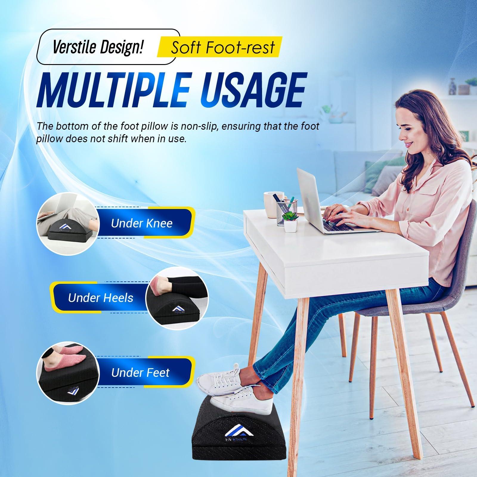 EnvisionX Office Foot Rest under desk with adjustable Height - Make your life comfort with Ergonomic Footstool - Footrest Under Desk can be used at Workplace or Home with Washable Cover (Black) 3