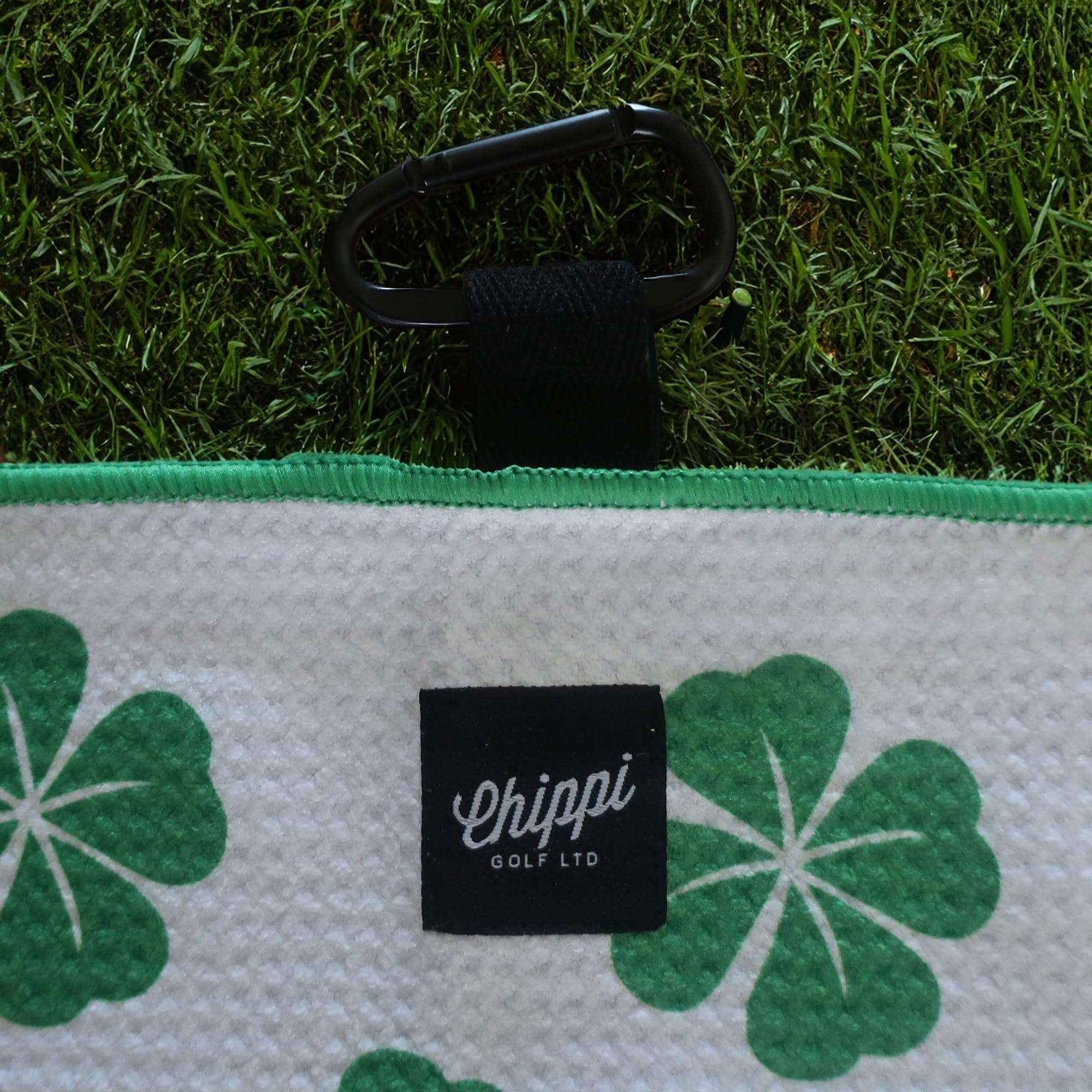 Chippi Golf Golf Towel (Luck of the Irish Green), Microfiber Fabric Waffle Pattern Golf Towel, Heavy Duty Clip 1