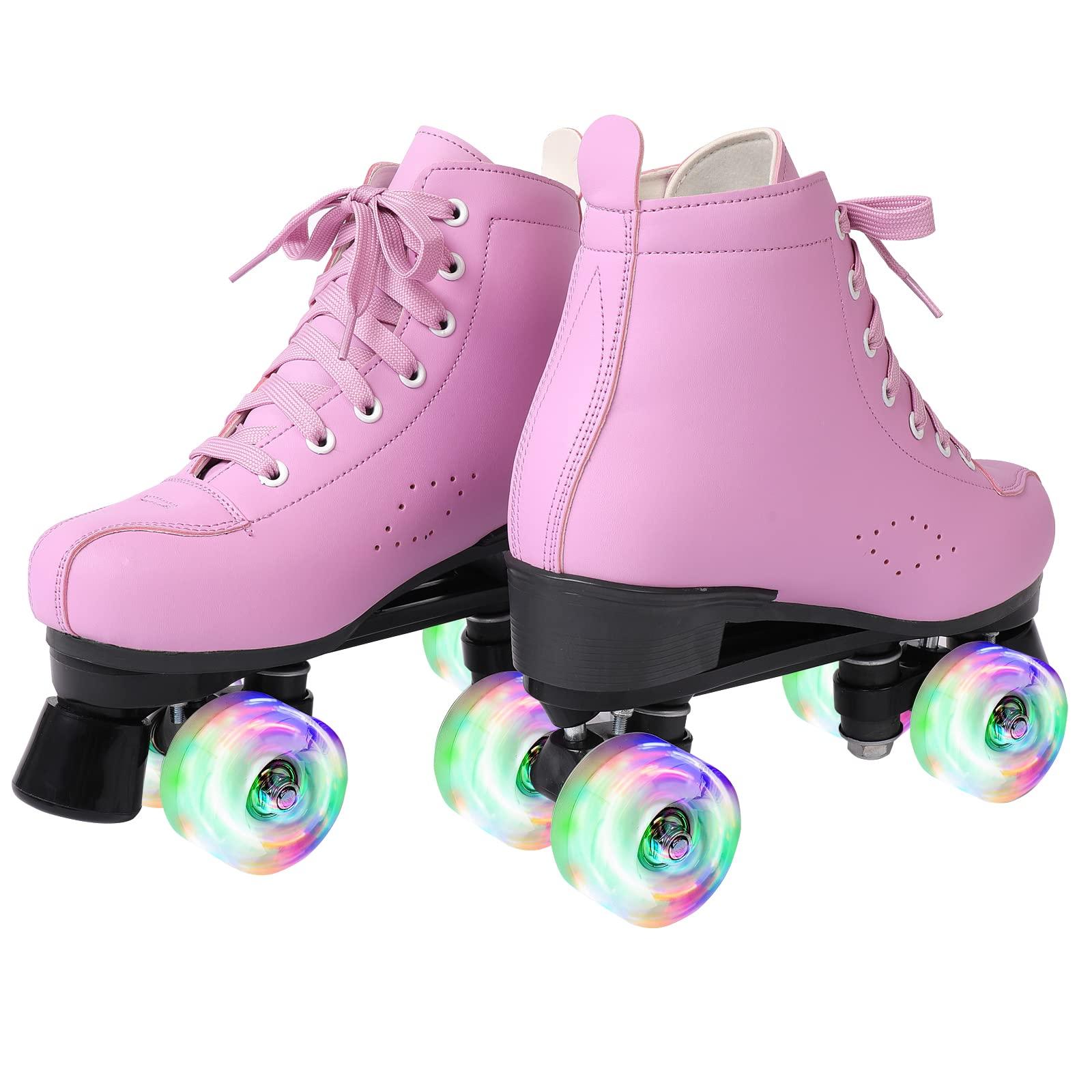 Kelodo Roller Skates for Girls and Boys,Double Row 4 Wheels Shiny Quad Kids Skates,PU Leather High-top Adult Roller Skates for Beginner Professional Indoor/Outdoor Men/Women/Ladies/Unisex 3