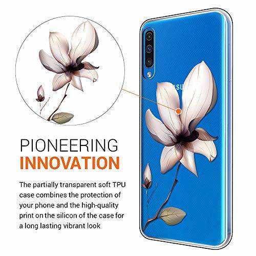 Yoedge Samsung Galaxy A50 / A30s / A50s Phone Case, Clear Transparent Print Patterned Ultra Slim Shockproof TPU Silicone Gel Protective Film Cover Cases for Samsung Galaxy A50 6.4 inch, Lotus 3