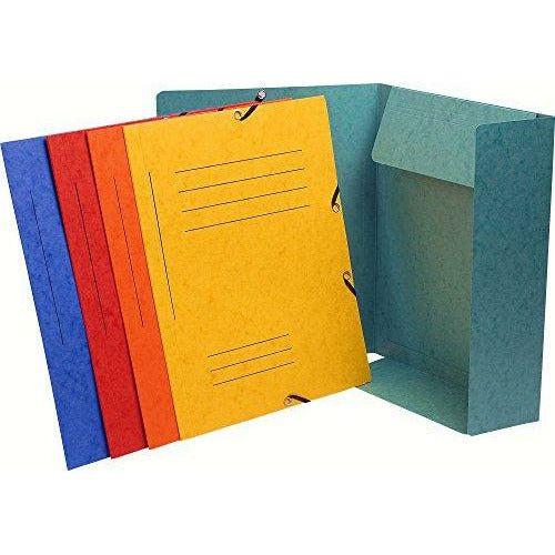 Exacompta Pre-Printed Elasticated 3 Flap Folders, A4, 355 g - Assorted Colours, Pack of 10 2