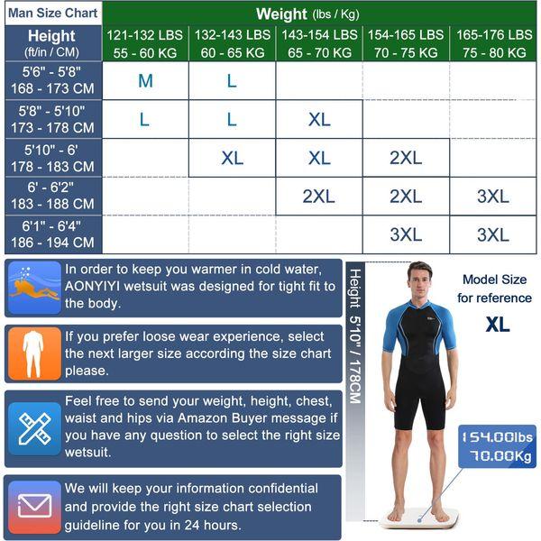 AONYIYI 3MM Neoprene Long Sleeve Full Wetsuit 1.5 MM Lycra Shorty Wetsuits for Women Men for Swimming Surfing Diving Water Sports Swimwear Surfwear 3