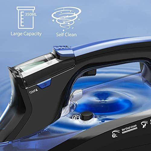 Dcenta Steam Iron for Clothes with LCD Display, 11 Temperature and Fabric Settings Professional 2200W Powerful Travel Iron,3-Way Auto-Off, 350ML Tank Self-Cleaning Clothes Iron for Home and Travel 3