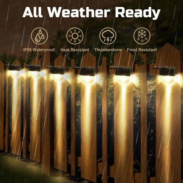 ZASUN Solar Lights Outdoor Garden, 6 Pack Pathway Lighting, Upgraded Solar Fence Lights Waterproof Decoration, Two Modes Solar Lights for Fence, Wall, Yard, Decking, Step(Warm White/Golden) 2