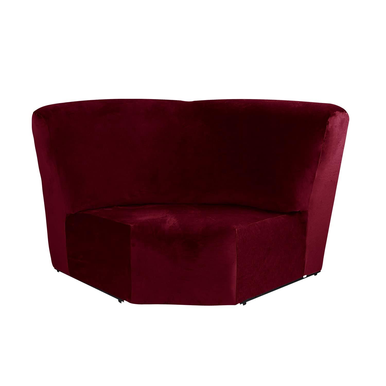 Stretch Corner Sofa Cover 1-Piece Velvet Corner Couch Cover Sofa Cover for Sectional Recliner One-Piece Sofa Slipcover Reclining L Shape Sofa Couch Additional Seat Soft w Elastic Bottom,Wine Red 0