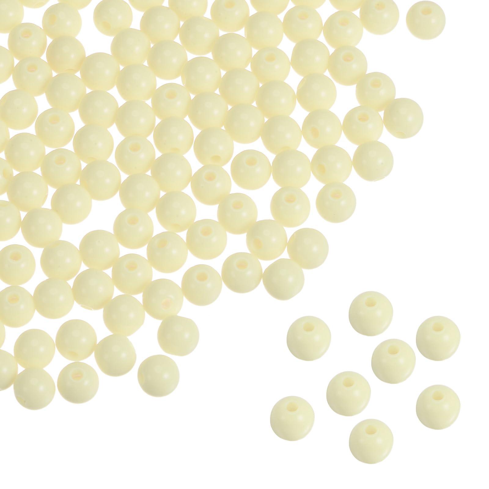 sourcing map 4200pcs Acrylic Round Beads 6mm Loose Bubble Craft Bead Assorted Candy Color for DIY Bracelet Earring Necklace Jewelry Making, Cream