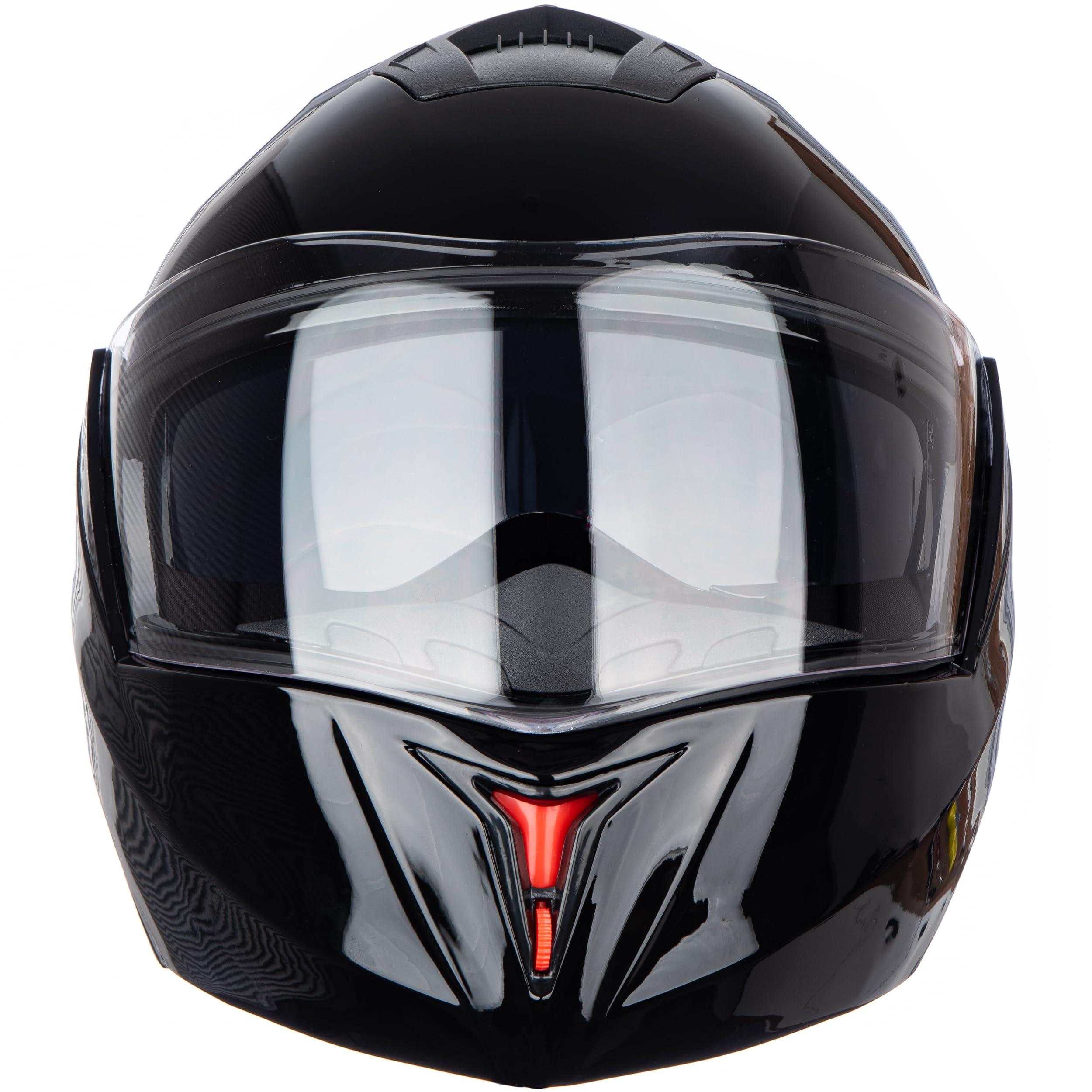 Flip-Up Motorcycle Helmet Dual Visor Sun Shield Flip up Modular Motocross DOT Approved Helmets (X-Large, Gloss Black) 3