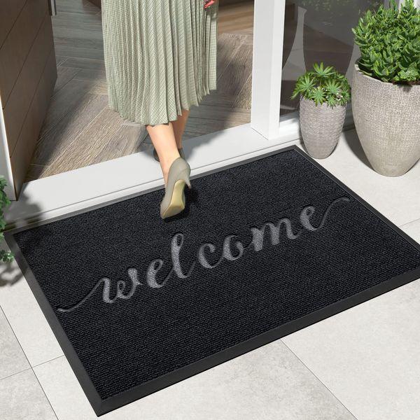 DEXI Welcome Door Mat 60 x 90 cm, Non Slip Heavy Duty Outdoor Mat, Dirt Trapper Door Mat Washable, Durable Front Door Mat Outside, Shoes Scraper Doormat for Indoor and Outdoor(Blue) 0