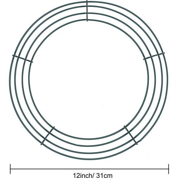 Sumind 6 Pieces Wire Wreath Frame Metal Wire Rings Dark Green Round Wreath Form Making Rings for Christmas Floral Home Party Decoration (12 Inch) 1