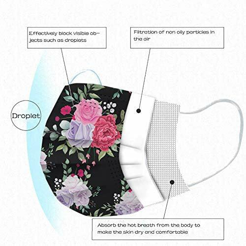 50Pc Spring Flower Disposable 3ply Face_Mask for Glasses Wearer With Nose Wire Colorful Floral Printed Facemask for Beach (Adult 19) 2
