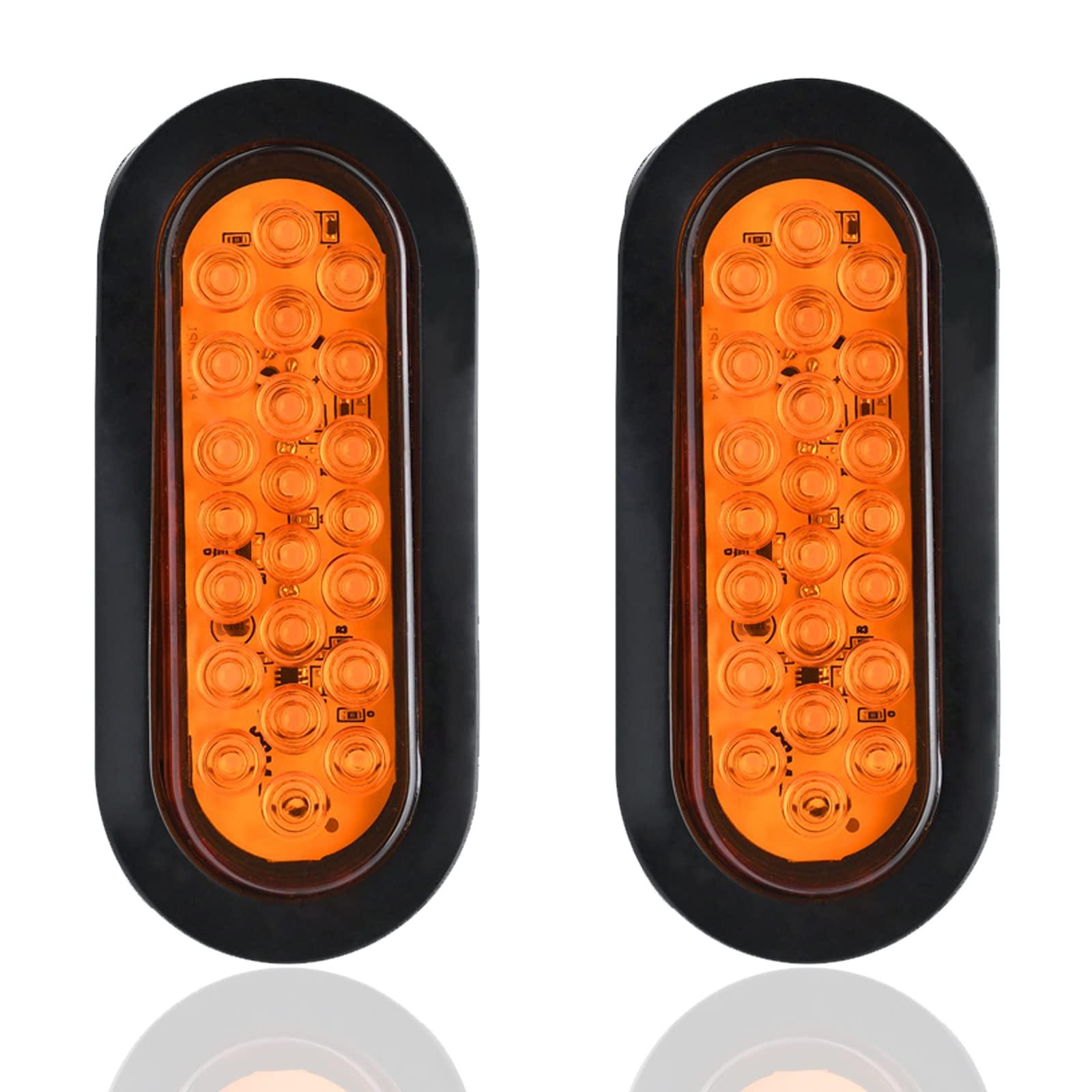 ALI2 Oval Yellow LED Trailer Lights Stop/Turn Tail Light 22 LED for Trailer Truck,2PCS
