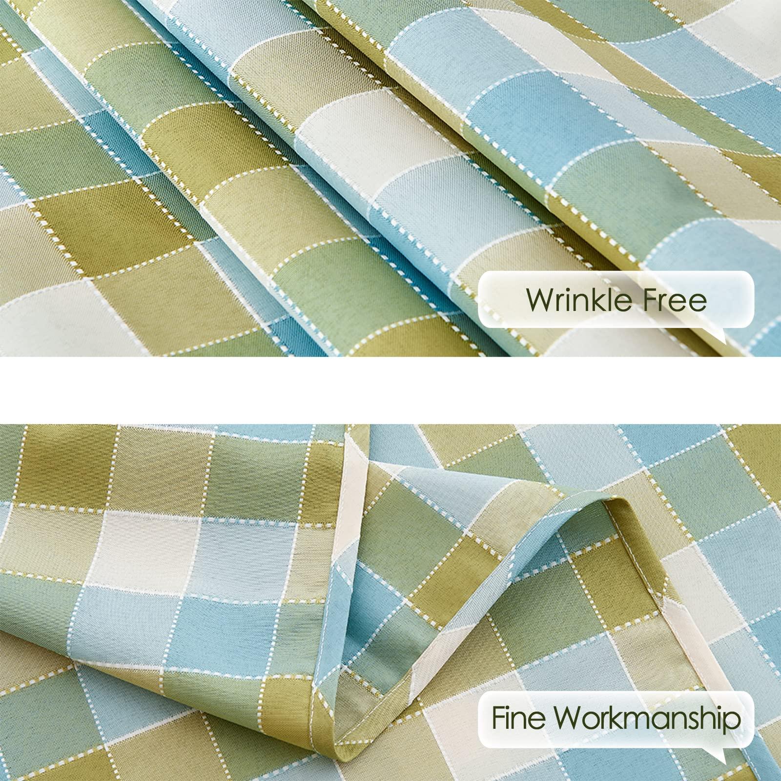 LUOLUO Rectangle Gingham Tablecloth Checkered Wipe Clean Yarn Dyed Table Cloth for Kitchen Dining Outdoor Picnic Easter (Blue Green, 145 x 300cm) 2