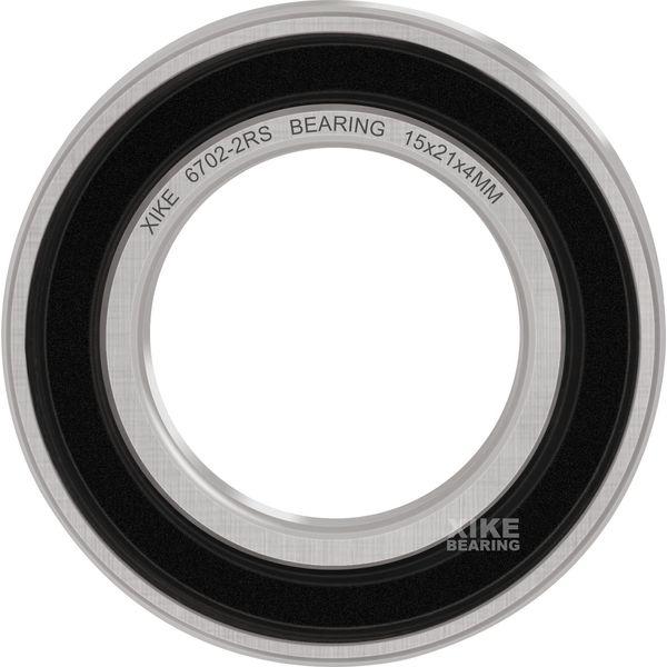 XIKE 10 pcs 6702-2RS Ball Bearings 15x21x4mm, Bearing Steel and Pre-Lubricated, Double Rubber Seals, 6702RS Deep Groove Ball Bearing with Shields 4