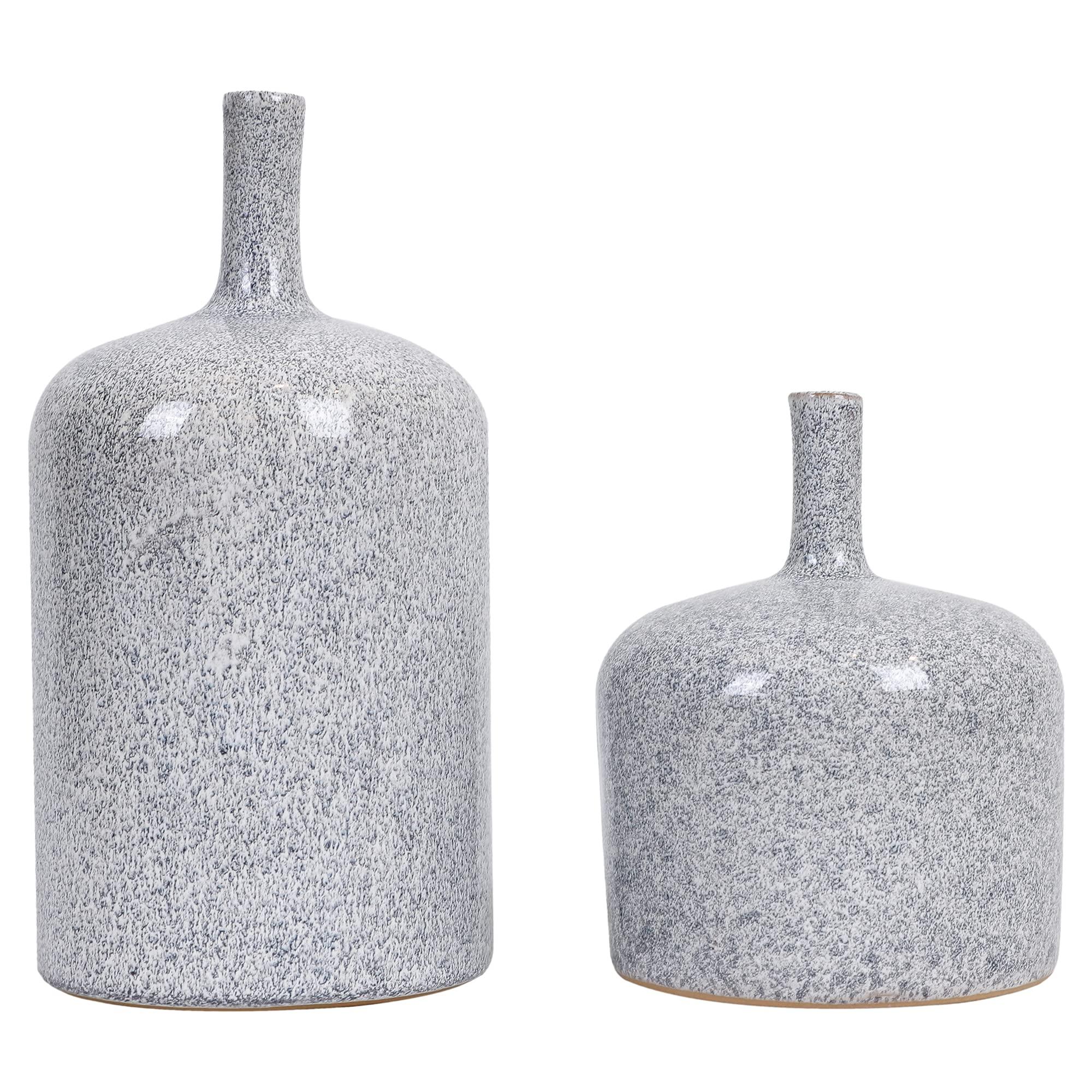 TERESA'S COLLECTIONS Vase for Flowers, Set of 2 Grey White Modern Ceramic Vase for Gifts, Decorative Pottery Glazed Stoneware Vases for House Decoration Living Room Bedroom,16cm & 25cm 5