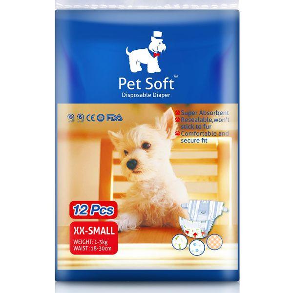Pet Soft Disposable Dog Puppy Nappies Female XXS Small 72 Count - Super Absorbent Dog Doggy Cat Diapers