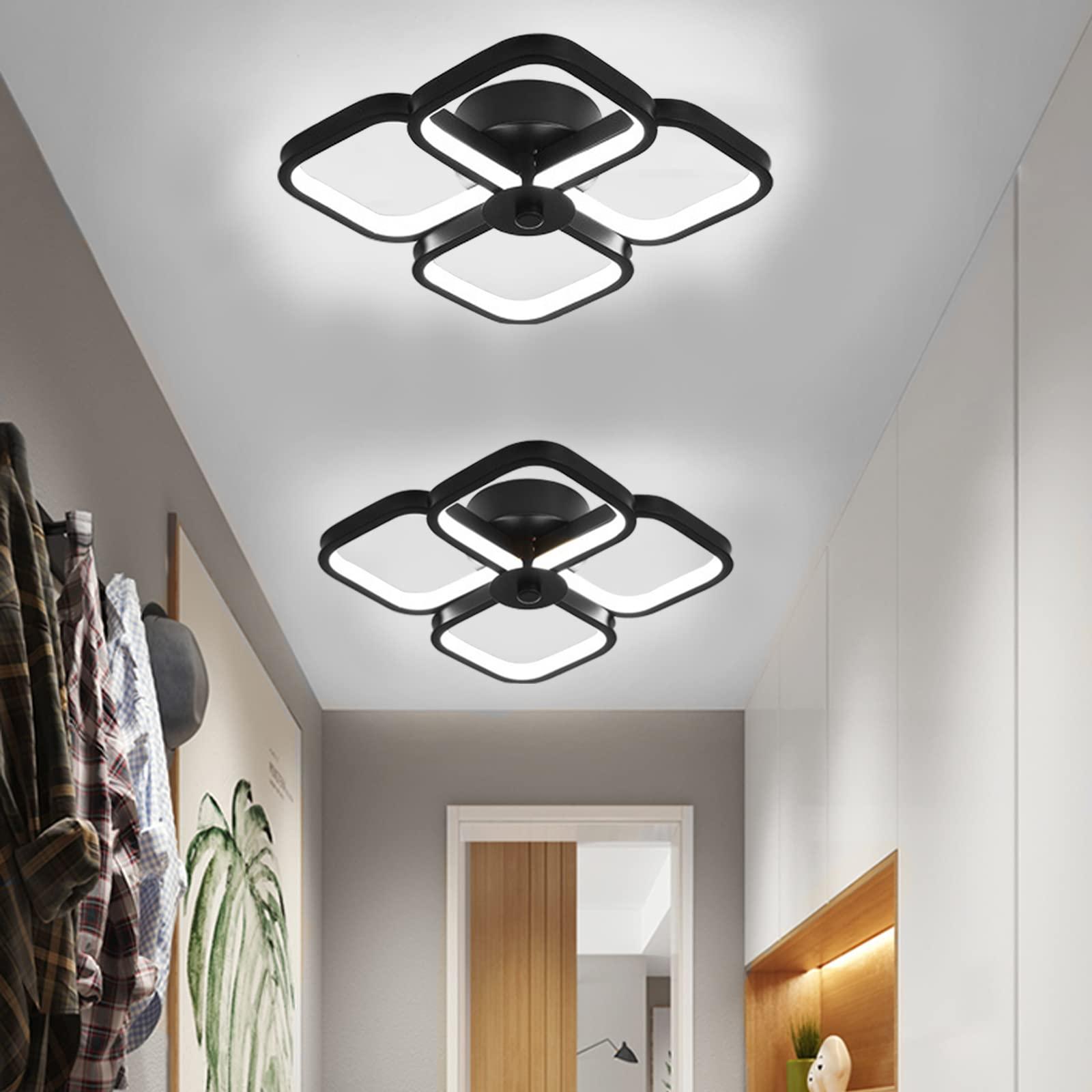 HOUZEE Light Fittings Ceilings LED 4 Squares Black Creative Fashion Celings Lights for Corridor Kitchen Lights Ceiling Dinning Room Cold White Light Warm Light 30W (Cold White Light) 3