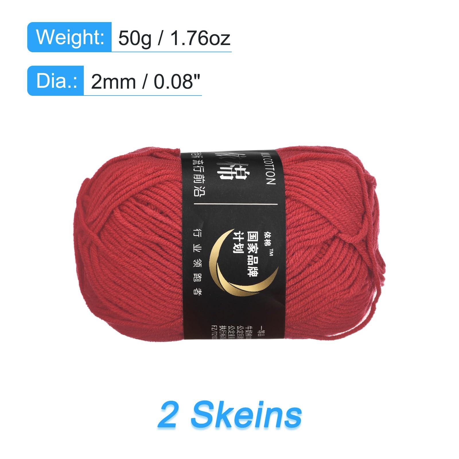 sourcing map Acrylic Yarn Skeins, 2 Pack of 50g/1.76oz Soft Crochet Yarns for Knitting and Crocheting Craft Project, Light Carmine 1