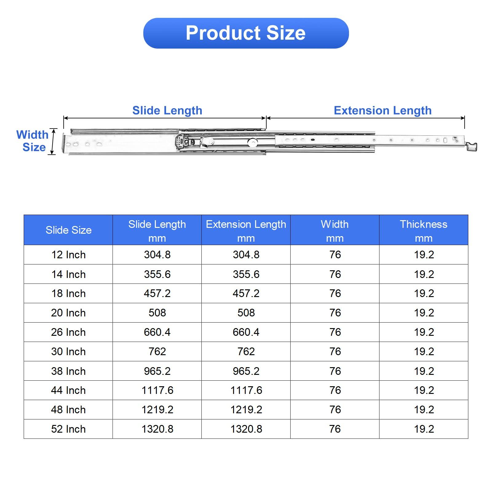 sourcing map Drawer Slides with Lock, 18 Inch Full Extension Side Mount Ball Bearing Locking Rails 120 Kg Load Capacity Locking Drawer Slides for Truck RV Cabinet 1