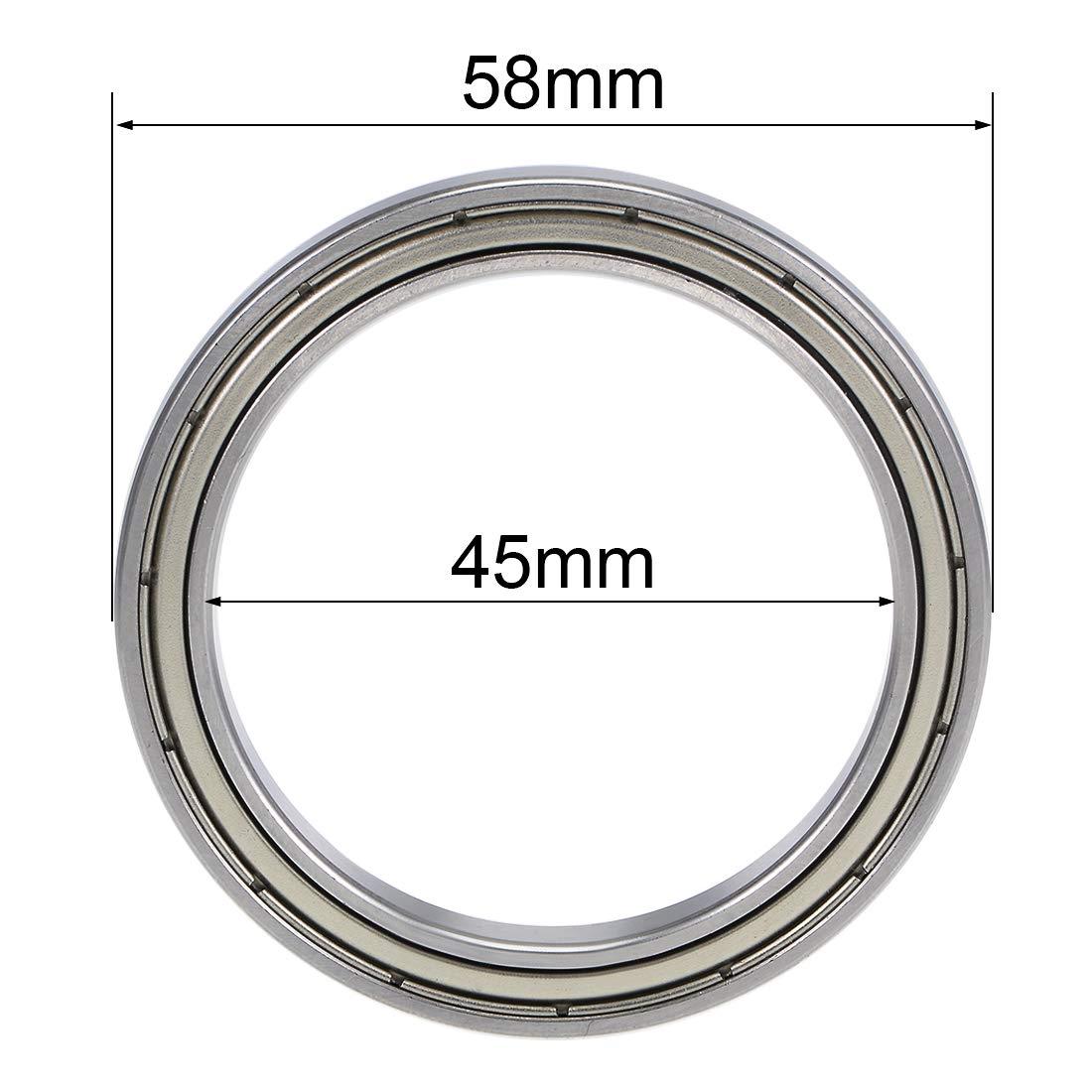 sourcing map 6809ZZ Deep Groove Ball Bearings Z2 45mm x 58mm x 7mm Double Shielded Chrome Steel 10pcs 3