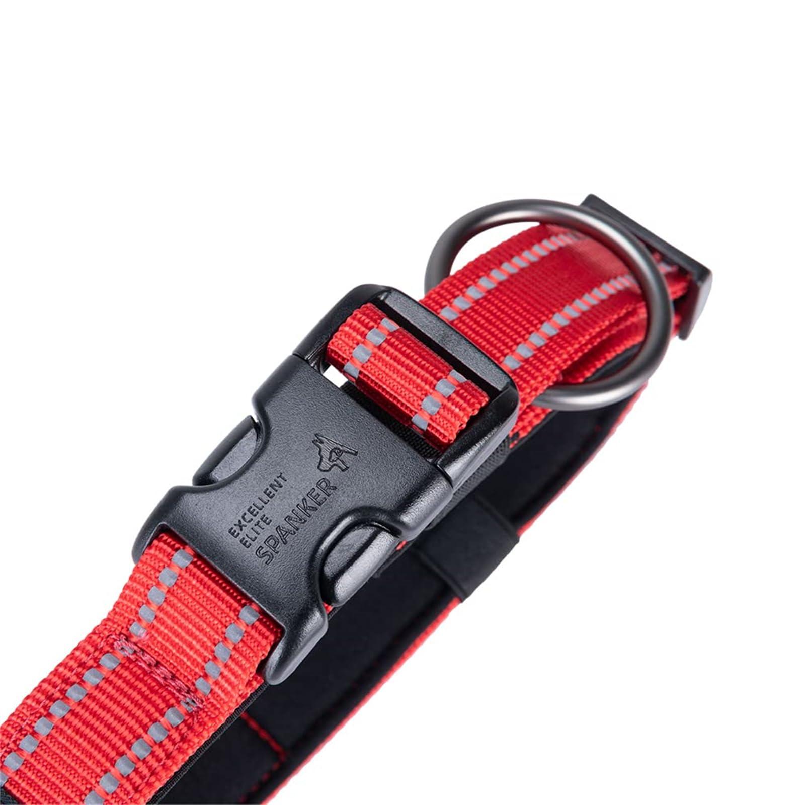 EXCELLENT ELITE SPANKER Reflective Dog Collar with Safety Locking Buckle, Adjustable Nylon Pet Collars for Small Medium Large Dogs(XL,RED) 3