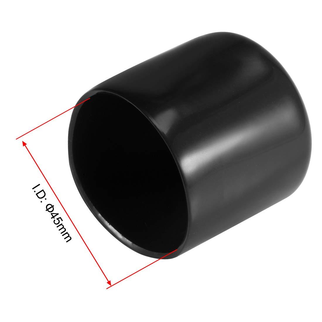 sourcing map 10pcs Rubber End Caps 45mm ID Vinyl Vinyl Round End Cap Cover Screw Thread Protectors Black 2