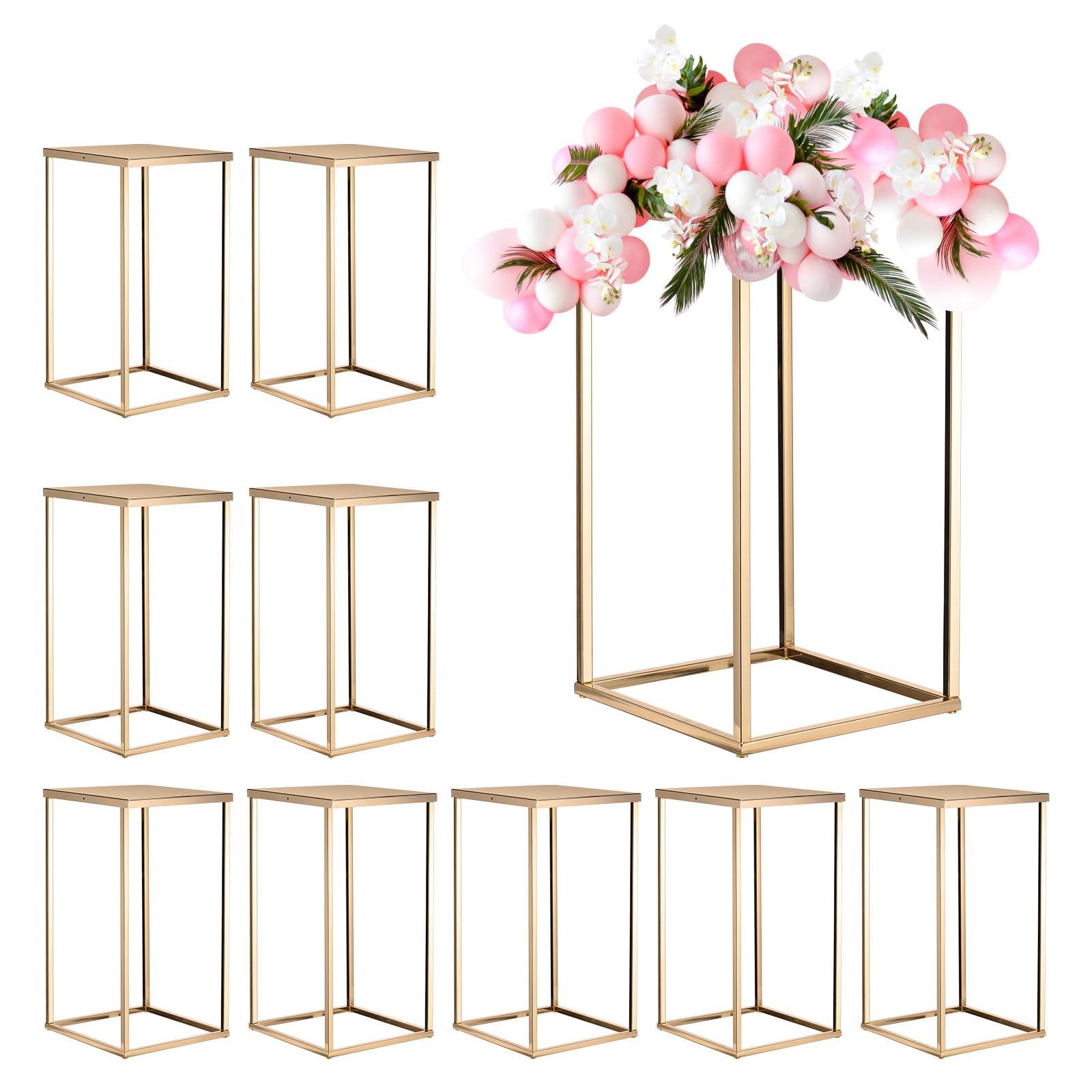 sourcing map Wedding Flower Stand Vase Column, Metal Flower Stand 15.7 Inch Tall Flower Rack for Wedding Party Dinner Centerpiece Decorations, Pack of 10