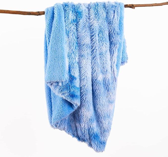 CASOFU Throw Blanket Fluffy Blanket Blue Faux Fur Throw Blanket Sofa Throw Thick Warm Sherpa Blanket for Bed Cozy Soft Fuzzy Blanket Winter 150 x 200 cm 0