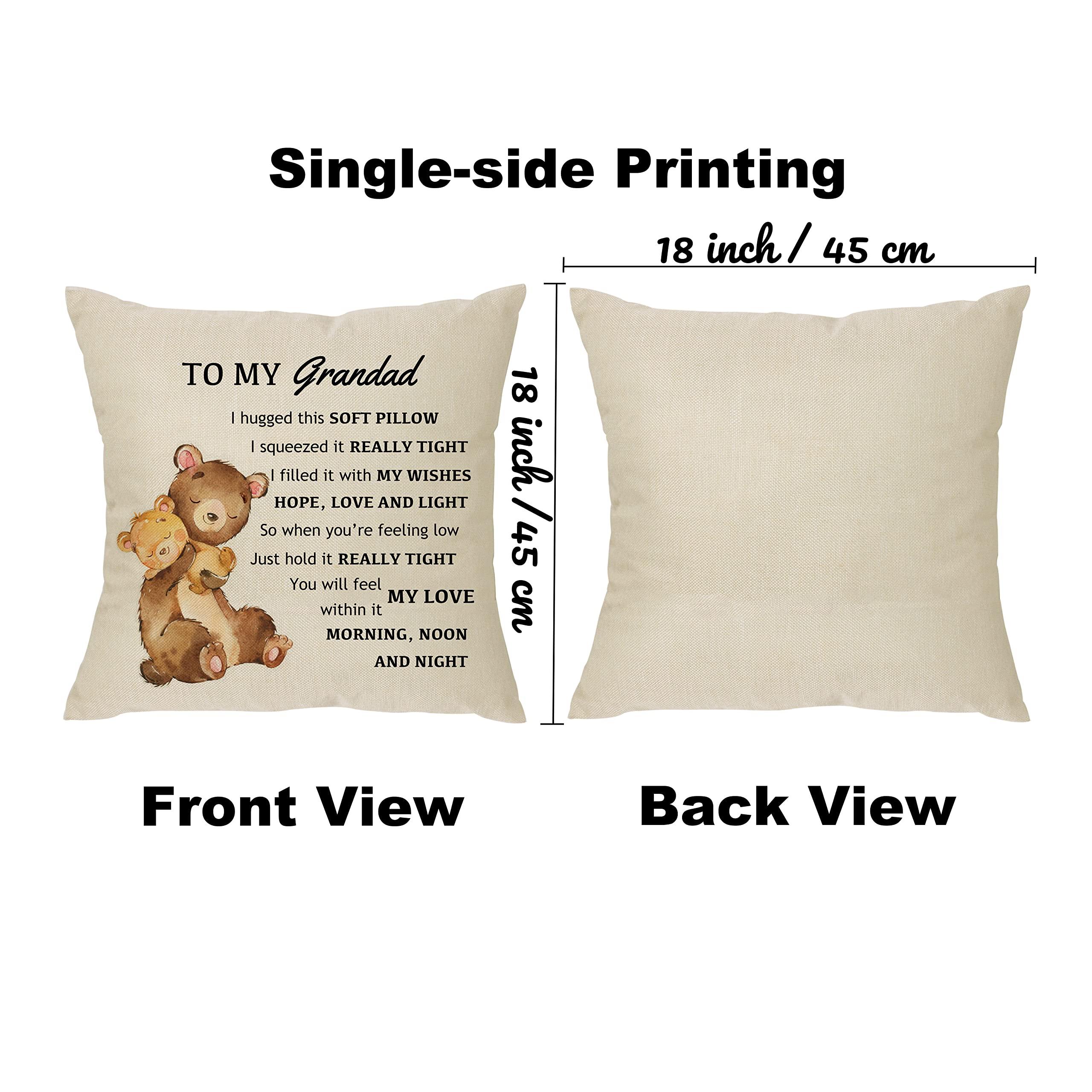 To My Grandad Pillowcase Gift,Funny Grandad Pillow Cover For men Birthday Christmas Father's Day Grandad Gift From Granddaughter Grandson Cushion Cover 18"x 18" 1