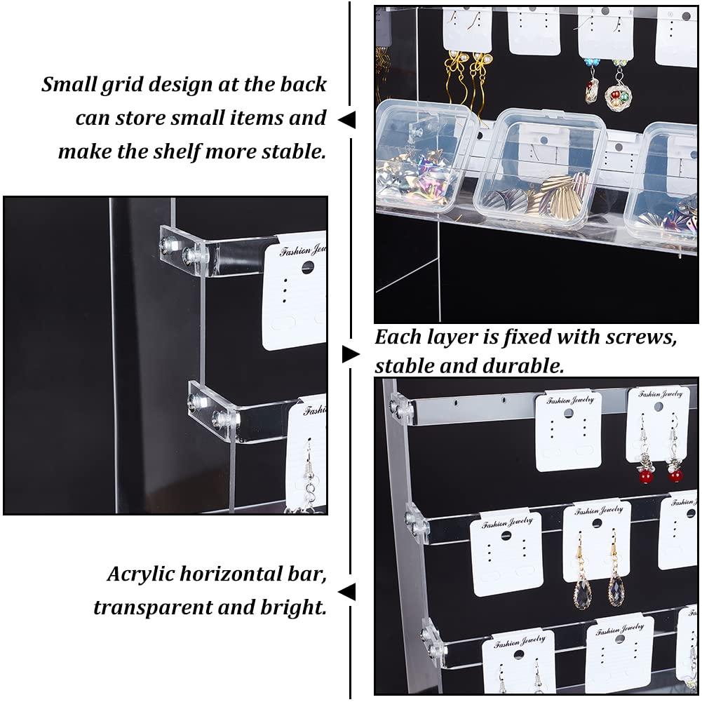 PH PandaHall Earring Holder Display 5-Tier Stud Earring Organizer Dangle Hoop Earring Storage Display Retail Jewellery Photography Props Jewellery Display with 35pcs Cards for Personal Exhibition 3