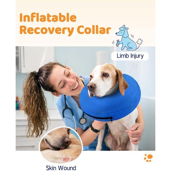 Supet Dog Cones After Surgery, Protective Inflatable Dog Collar Pet Recovery Collar Soft Pet Cone for Small Medium or Large Dogs and Cats Anti-Bite Lick Wound Healing Blue XXL 1