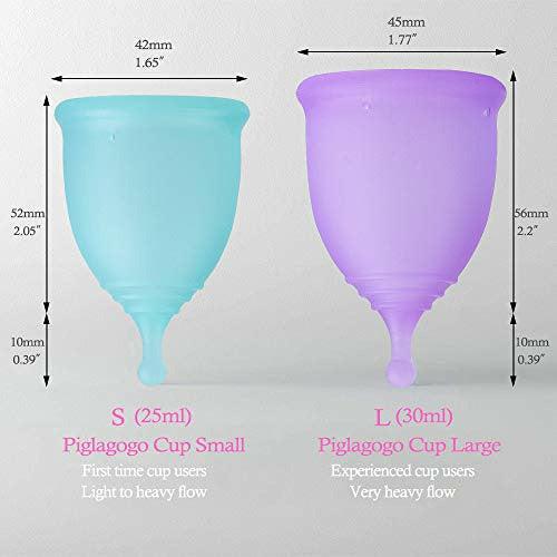 Piglagogo Menstrual Cups Mooncup Period Cup Reusable Menstrual Cups Set of 4 2 PCS Small and 2 PCS Large Moon Cup Diva Cup Tampon and Pad Alternative Feminine Hygiene Products 3